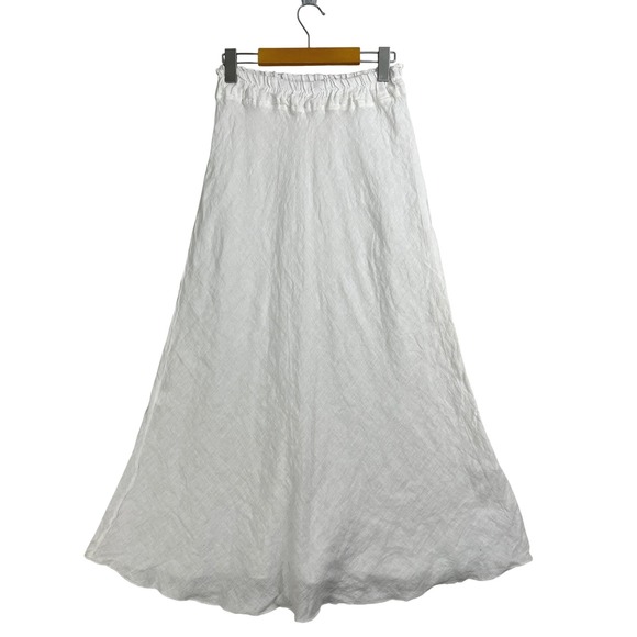 Gioia Dresses & Skirts - Gioia White 100% Linen Maxi Skirt Made in Italy Elastic Waist A-Line Womens S